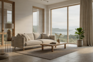 Elegant interior design with natural light and minimalist decor.