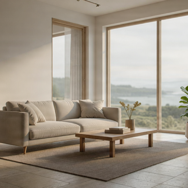 Elegant interior design with natural light and minimalist decor.